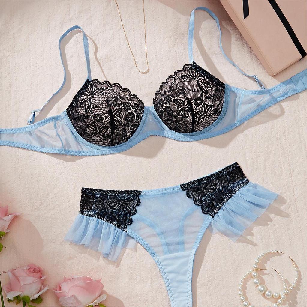 Bra Set Comfortable Sexy Lace Sexy Unlined Bra French Small Fresh Lingerie Set