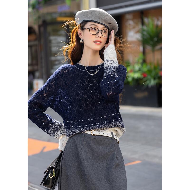 

Mocana Winter Gradient Hollow Knit Wool Sweater One Size