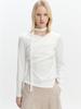 GRAYDATION Unbalance Draped Wrap T-Blouse Off White