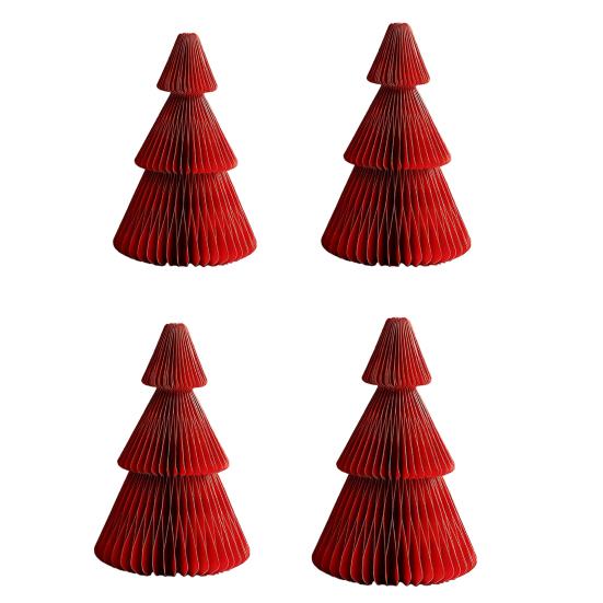 Yousheng 3/4Pcs Christmas Tree Ornament Easy Assembly Geometric Origami Christmas Tree Festive Merry Christmas Decor