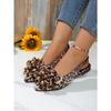 Classic Big Flower Pointed Toe Sandals Women 2025 Summer Flat Heels Light Weight Shoes Women Comfortable Daily Leopard Shoes