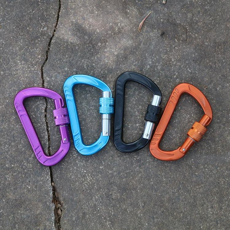 Small Branded Galvanized Aluminum Alloy Carabiner-Safety Screw Lock Snap Clip Heavy Duty for Industry Outdoor Use Dog Leash