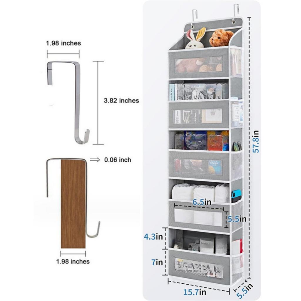 Five Layer Non-woven Fabric Door Storage Box Hanging Bag, Large Capacity Home Bedroom Hanging Storage Bag Hanging