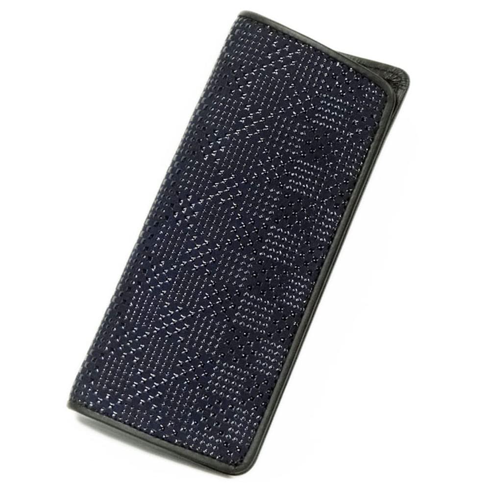 

Inden Eyeglass Case 4203 Navy Deerskin x Black Varied Ichimatsu Small Soft 16cm x x [Inden-ya] Lacquer, Pattern, Type, 7.3cm 1.8cm