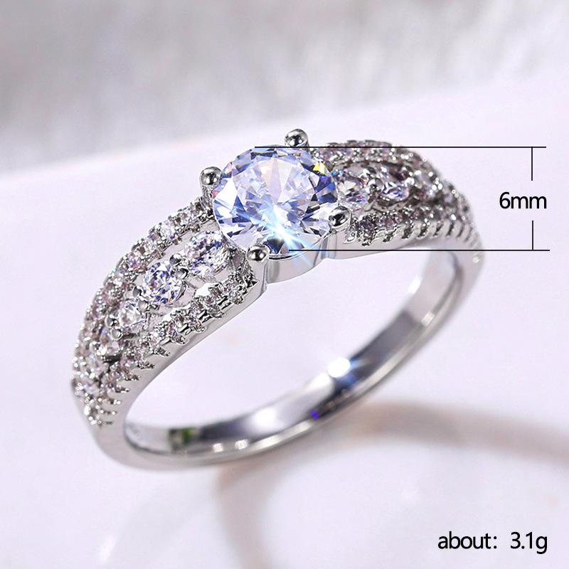 Shiny Inlaid with Artificial Diamonds Women's Eternity Wedding Band Ring Party Jewelry