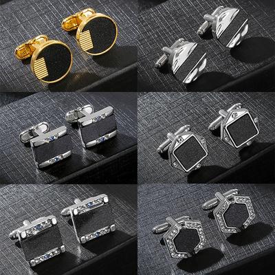 Personality Business French Shirt Cuff Buttons Men's Fashion Geometric Square Crystal Cufflinks 2022 New Gifts To a Luxury Man