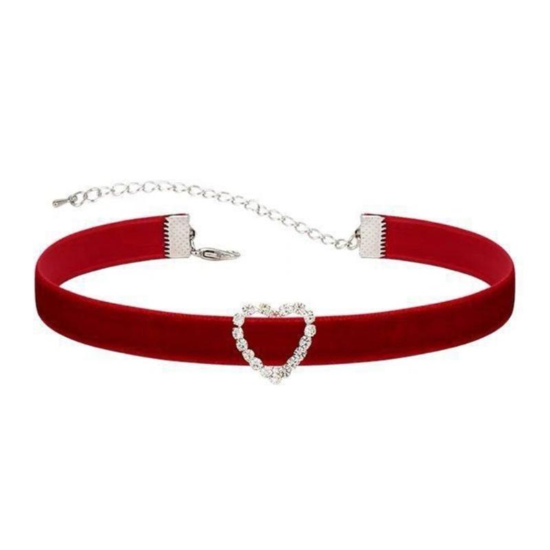 Soft Velvets Heart Choker Aesthetic Neck Jewelry Accessories for Women Girls