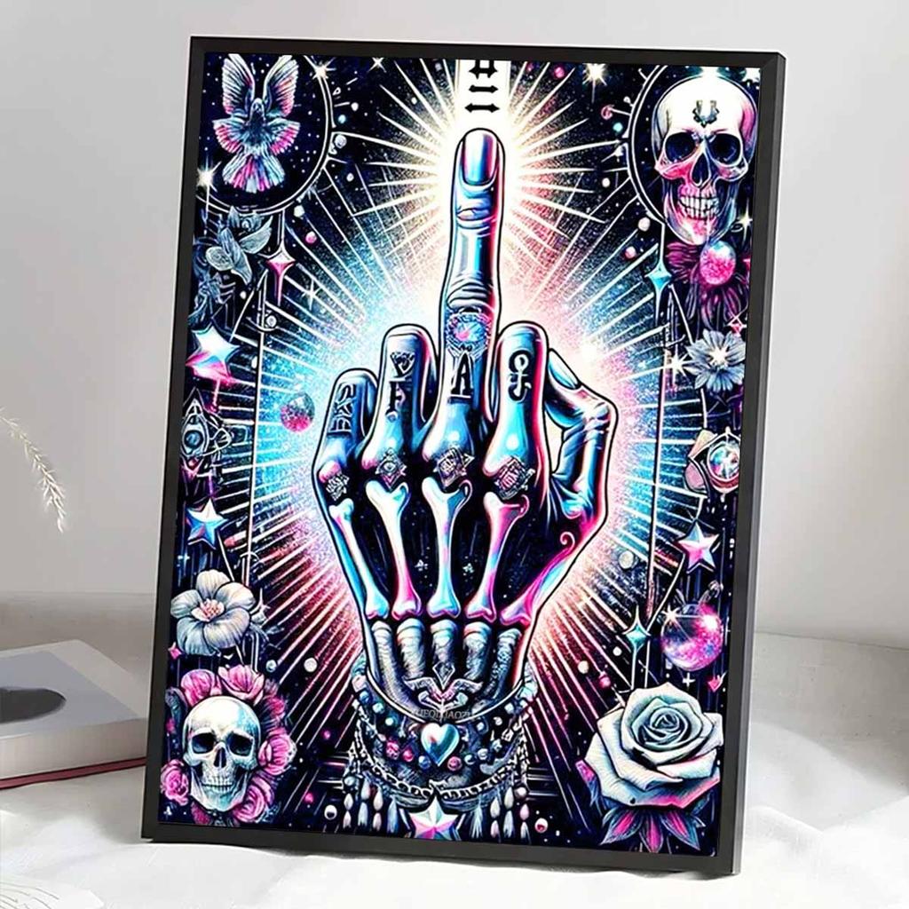 Full Round Diamond Painting Middle Finger Art Rhinestone Picture Mosaic DIY 5D Cross Stitch Embroidery Home Decoration