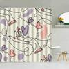 Line Art Shower Curtain for Bathroom Accessories Folding Partition Curtains Bath Bedrooms Houses Rooms Quarto Waterproof FaXT6
