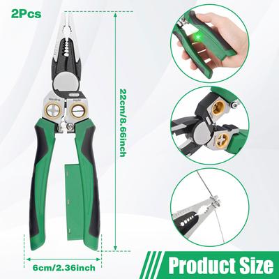 1/2 Pcs Wire Strippers 8 In 1 Wire Stripper with Voltage Tester Portable Alloy Steel Cable Strippers for Cable Wires Thick Thin