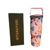 SITARAYURI 3D Flower Ice Cup, Large Capacity Portable Thermos Cup, Double Wall Cold-Keeping Design