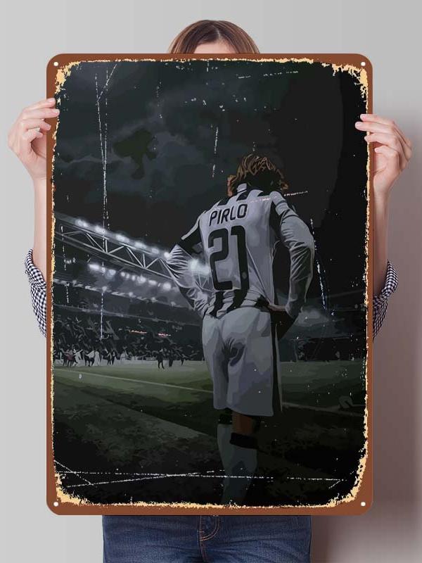 Andrea Pirlo Football Player Metal Posters Wall Art of Murals Custom Made Metal Tin Sign Plaque for Wall Decoration Retro Decor