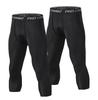 Tersila Length Sports Set of Training Compression Capri Running Size L Men's 3/4 Tights, Breathable, Odor-Resistant, Sweat-Wicking, Quick-Drying, 2,