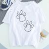 Women Dog Paw Print Short Sleeve Fashion Printed Summer Lady Womens Clothing Tops T-Shirt Shirt Tees Female T Shirt