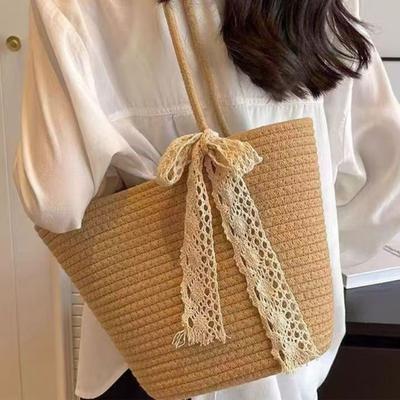 Women Straw Tote Bag Crochet Shoulder Bag Trendy Summer Woven Tote Bag Large Capacity Travel Beach Handbag for Outdoor Vacation