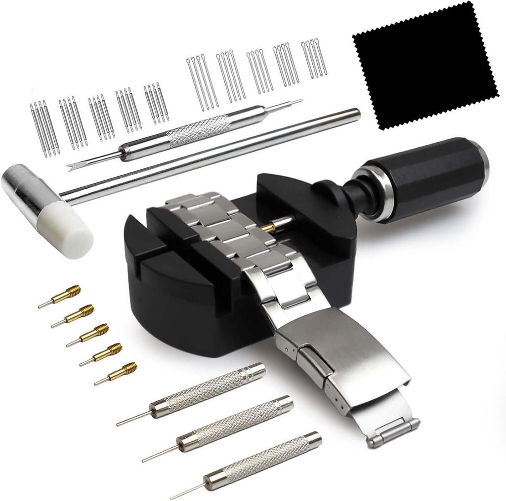 Watch Link Remover & Strap Adjustment Tool Set with Hammer & Spring Bar Pins