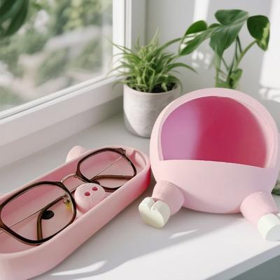 Cute and Interesting Pig Glasses Storage Box Office Desktop Storage Box Entrance Key Storage Miscellaneous Storage Phone Holder
