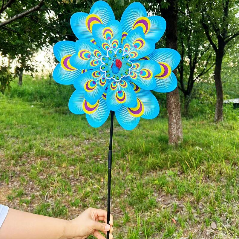 Colorful Outdoor Peacock Double-Layer Large Windmill for Scenic Areas and Night Markets