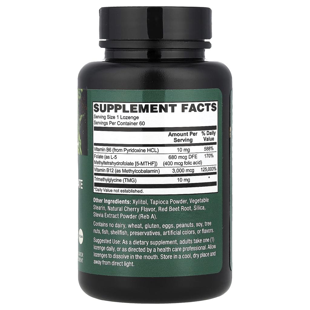 Vegan Methyl B-12 + Folic Acid, Natural Cherry Flavor, 60 Lozenges