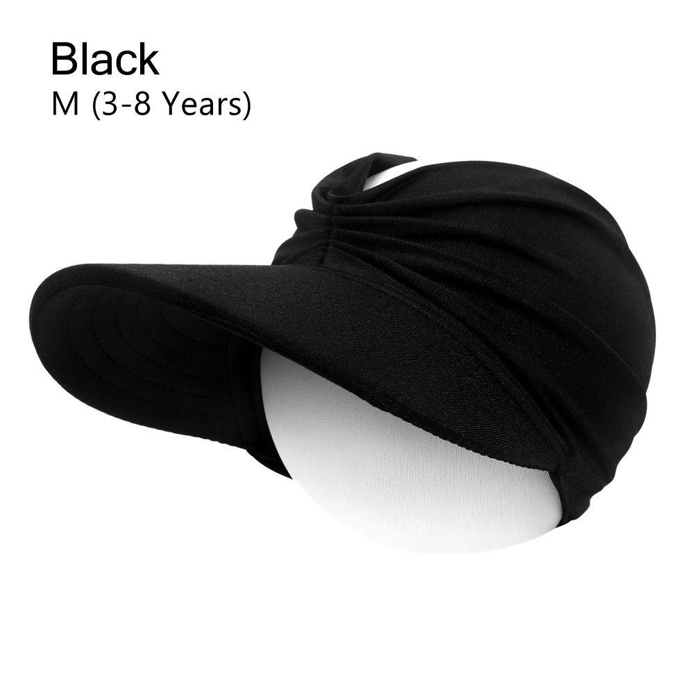 

Protection Anti-UV Wide Brim Elastic Hollow Top Children Sun Hat Sun Visor Hat for Kids Visor Hat Black-M(3-8Years)