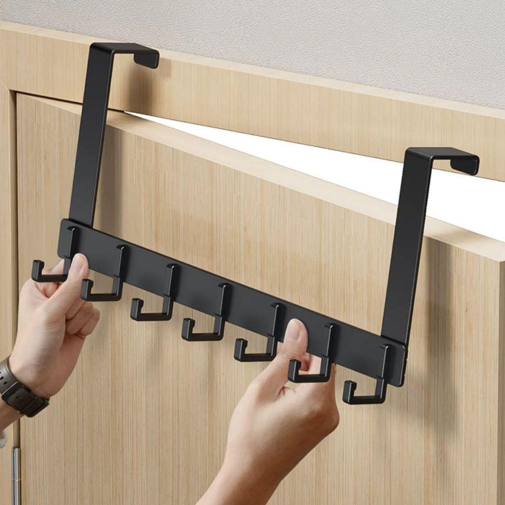 Storage Porch Storage Hooks Over The Door Free Punching Hanger Aluminum Row Hook  Coat