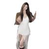 Summer new sexy Spice Girl style irregular skirt split design romantic lace slim and thin suspender skirt