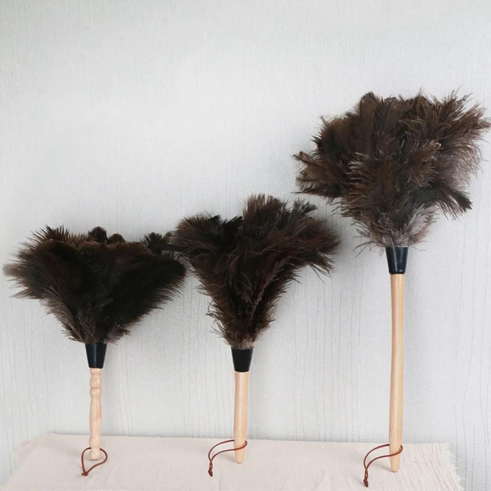 Removal Feather Duster Cleaner Wooden Hand Cleaning Tool Ostrich Feather Brush Duster Ostrich Feather Fur Brush Dust Removal