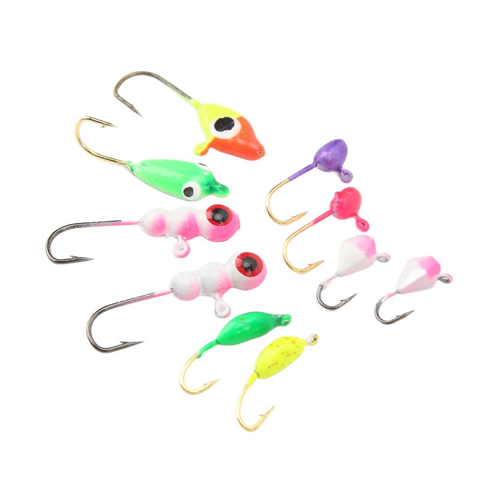 Ice Fishing Jigs Set with Color Metal Head High Carbon Steel Ice Fishing Equipment for Outdoor