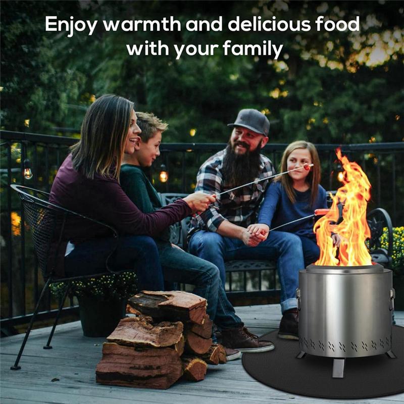 AEE2-Fire Pit Mat For Solo Stove Bonfire,Double-Sided Fireproof Firepit Mat Round Fire Pit BBQ Mat For Under Grill Mat