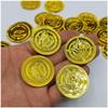 10pcs Pirates Gold Coins Plastic Gold Coins Props Game Accessary Funny Playing Toys for Kids Children Gold Coins Props (Golden)
