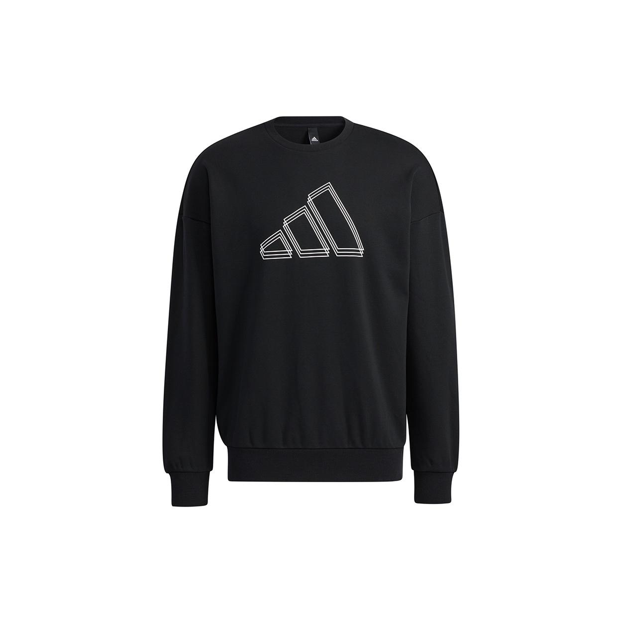 Men s adidas St Logo Sweat Logo Printing Sports Round Neck Pullover Black H39359 M