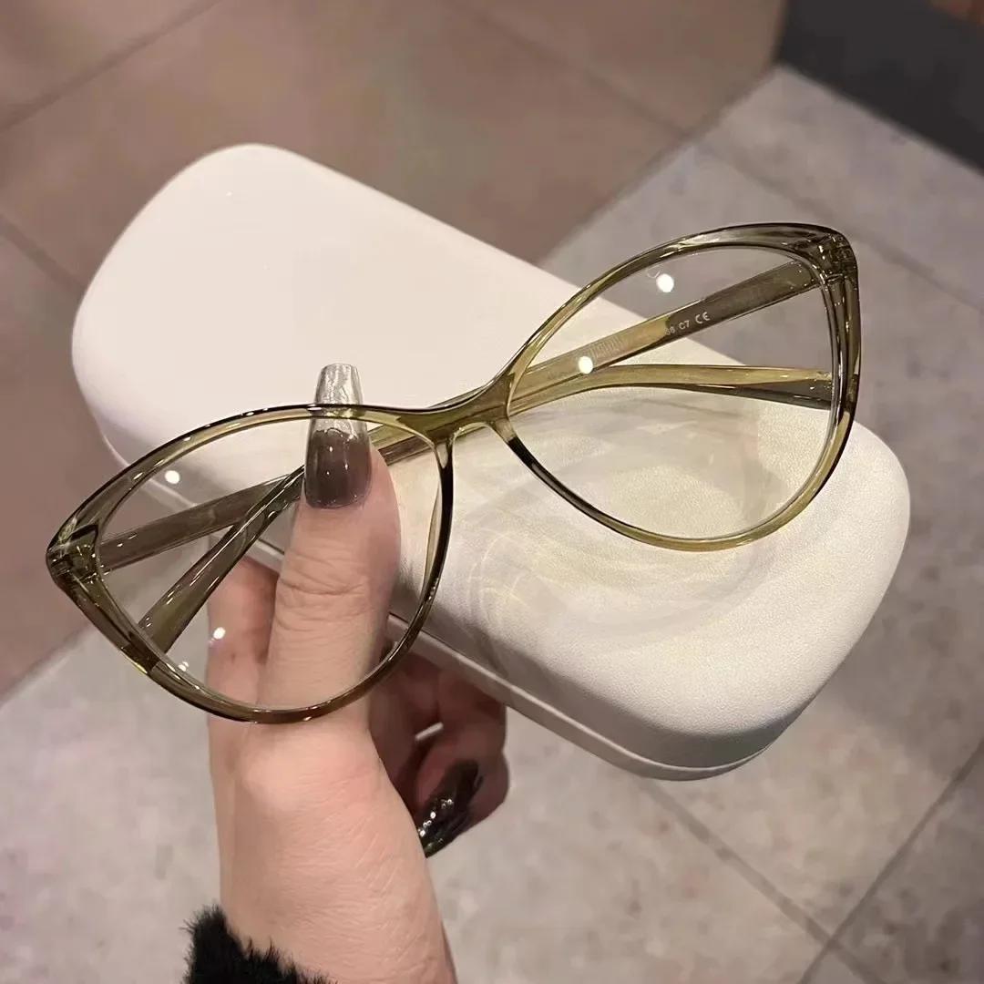 

Women S Vintage Cat s Eye Nearsighted Eyeglasses Trendy Anti Blue Light Clear Eyeglasses Large Frame Reading Computer Glasses -1.5