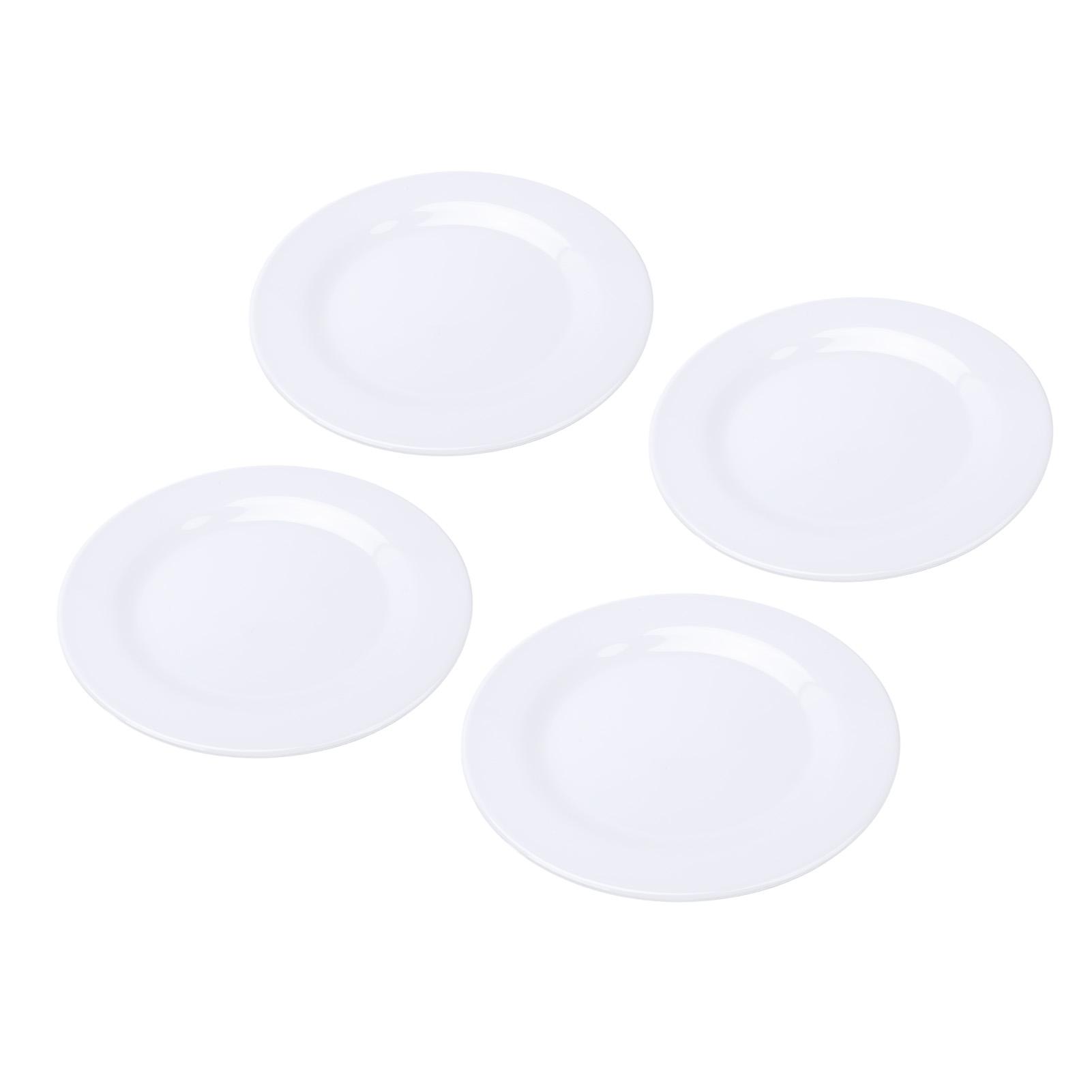 

4pcs Melamine Dinner Plates 9 Inch Lightweight Round Plates Set for Meals Appetizers Dessert Salad Fruit White L