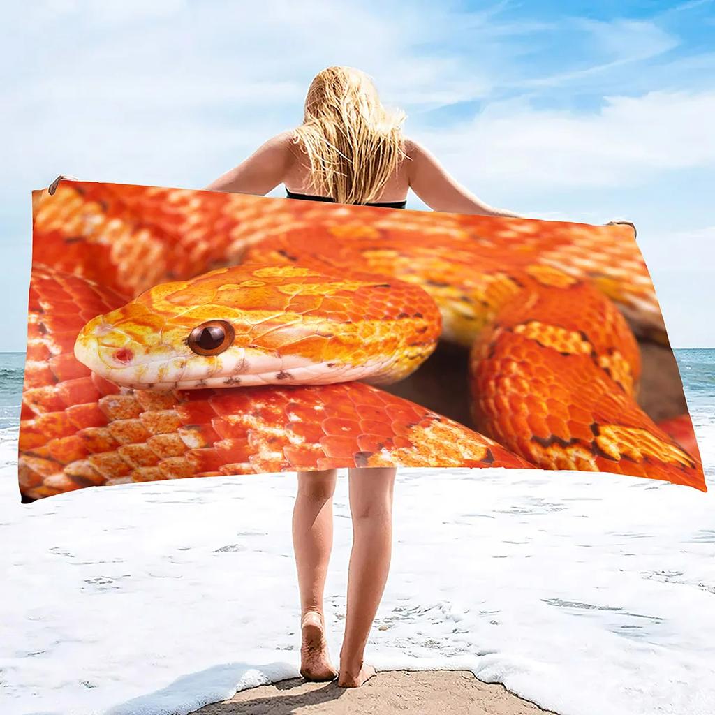 Snake Beach Towel Oversized Microfiber Bath Towel,Super Absorbent Sand Free Cool Swim Travel Spa Sport Towels for Reptile Lovers