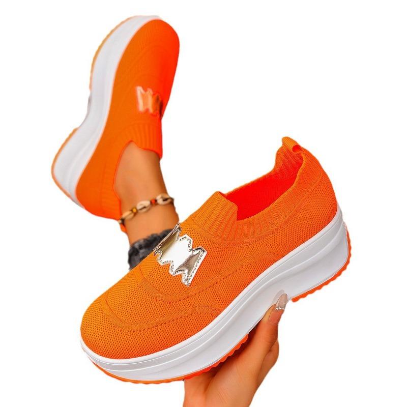 Large size spring and autumn new thick-soled flying-woven casual shoes women's fashion versatile casual shoes