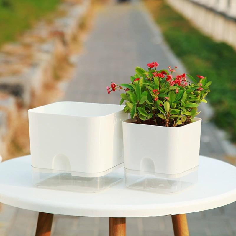 Self Watering Square Flower Pot with Removable Water Reservoir for Indoor Home and Outdoor Balcony Gardening