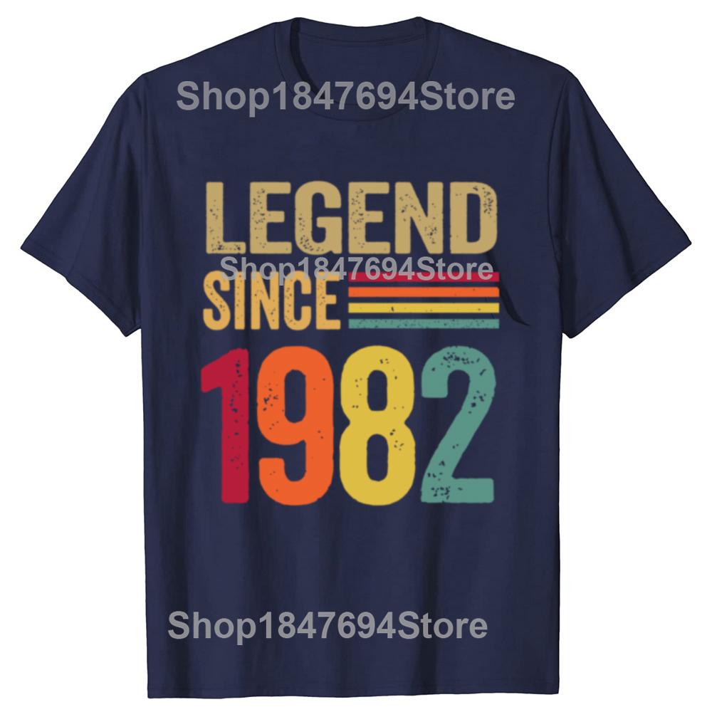 Funny 40 Year Old Gifts Legend Since 1982 Graphic 100% Cotton T-shirts Men Casual Tshirt Loose Oversized Streetwear T Shirt