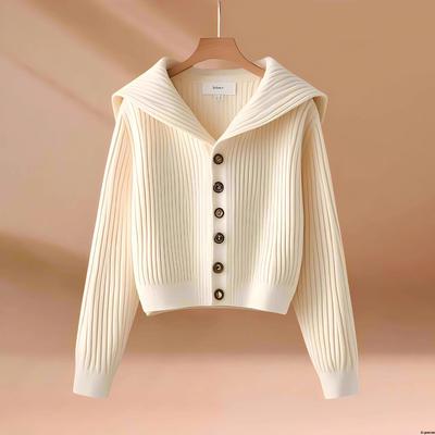 Chic Retro Knit Cardigan - Petite Slimming High-End Sweater for Spring/Autumn 2025
