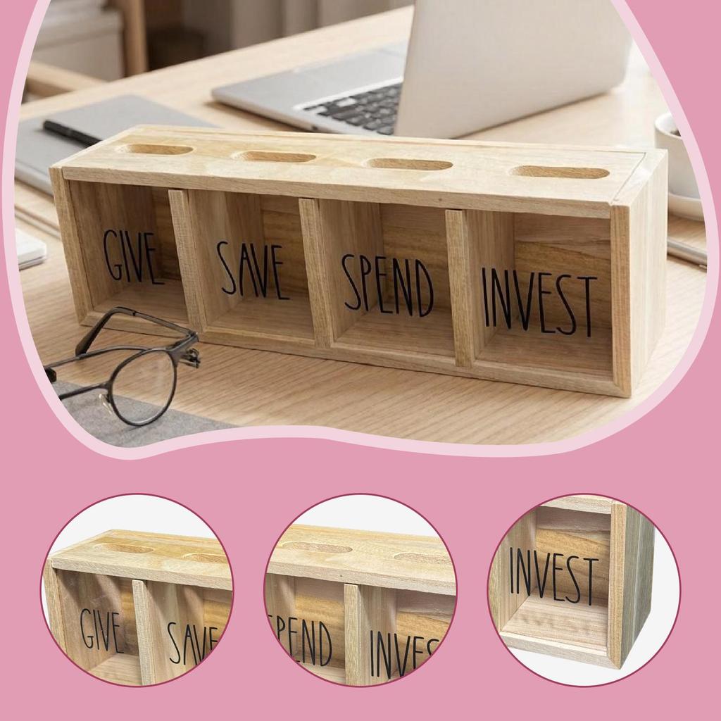 Box Wooden Piggy Bank Novelty Home Decoration Early Ideas Storage Case Money Saver Girls Children