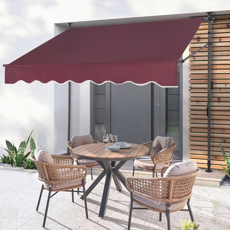 Folding Retractable No-Drill Sunshade: Hand-Crank Balcony & Shop Canopy