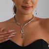 European and American Jewelry High-end Black Gallstone Love Flower Beaded Necklace, Light Luxury Sexy Style Necklace Set