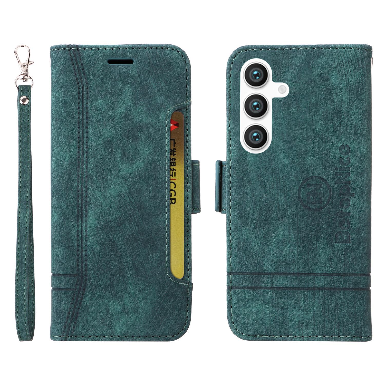 

BETOPNICE 001 for Samsung Galaxy S24 Ultra Case PU Leather Stand Wallet Phone Cover Green