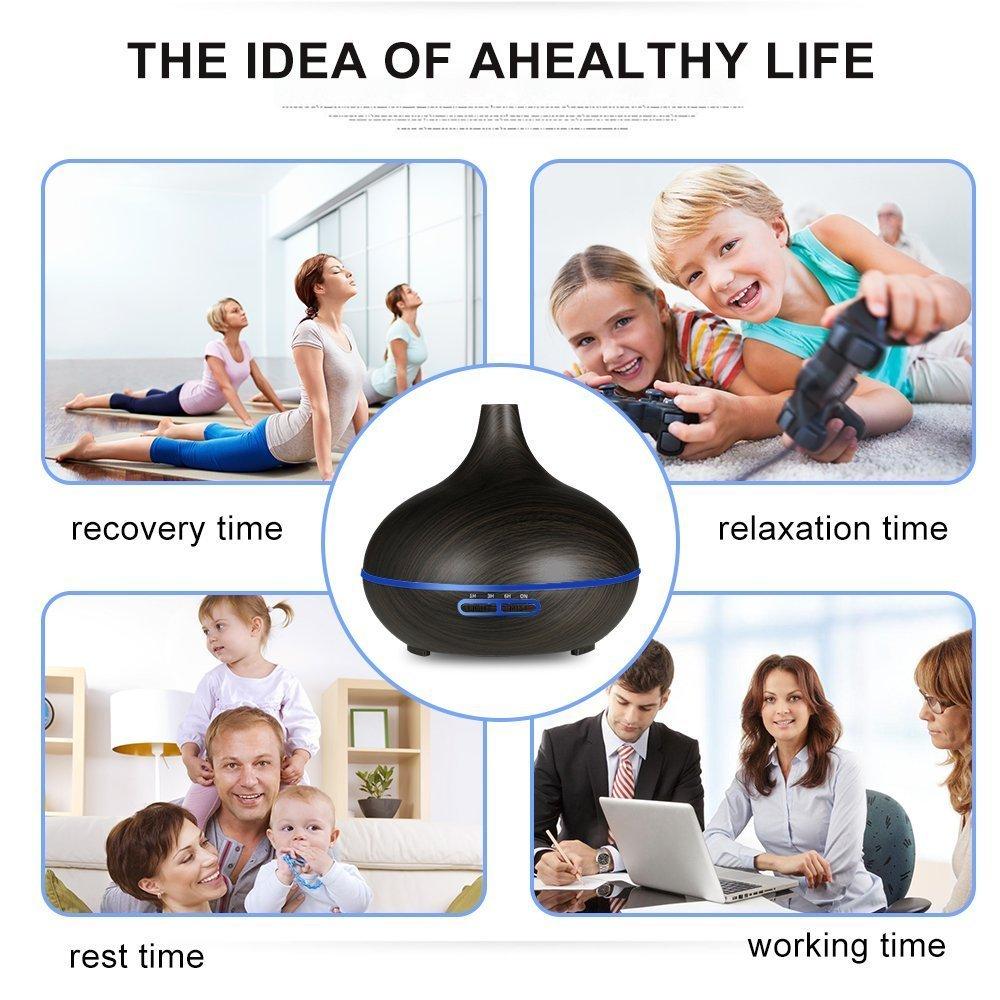 Umidificator de aer pentru casă cu telecomandă, difuzor de uleiuri esențiale pentru aromoterapie, difuzor electric de aromă cu ultrasunete de mare capacitate, 550 ml