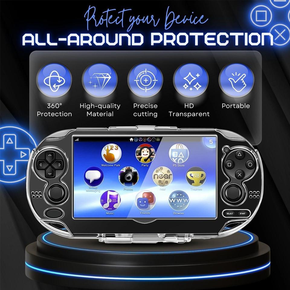 Carcasă Dură Transparentă din Cristal pentru consola portabilă PS Vita 1000, Acoperire Completă Transparentă de Protecție pentru Sony PSV 1000, Accesorii Gaming
