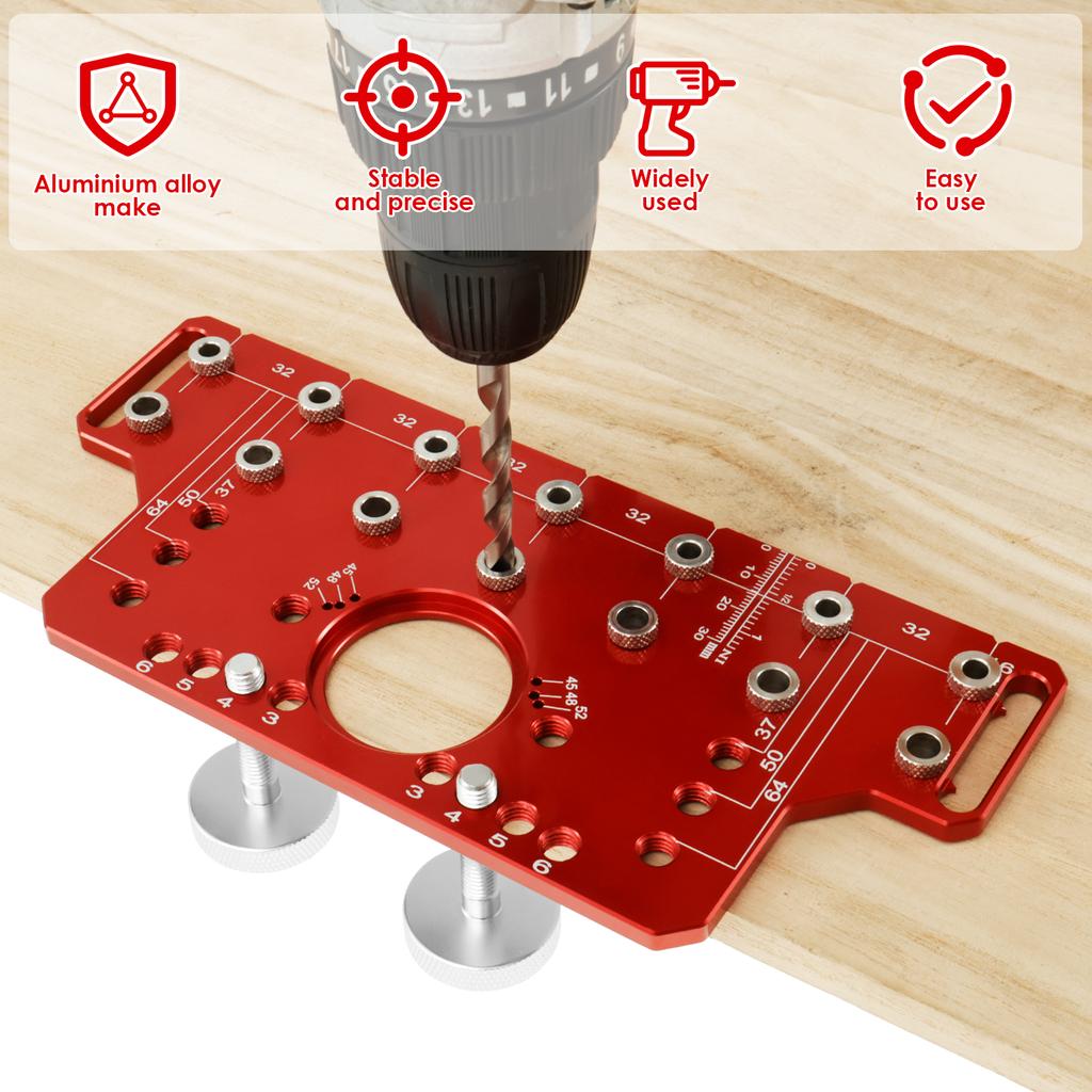 2-in-1 Shelf Pin Jig  and  hinge jig Aluminum Alloy Furniture Drilling Locator Adjustable Cabinet Hole Drilling Template