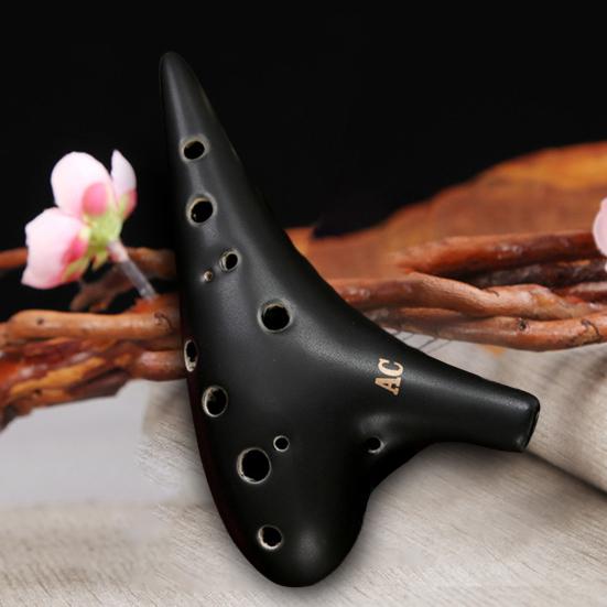 Ocarina 12 Hål Musiksamling Keramisk Mini Alto C Ocarina Instrument för Nybörjare