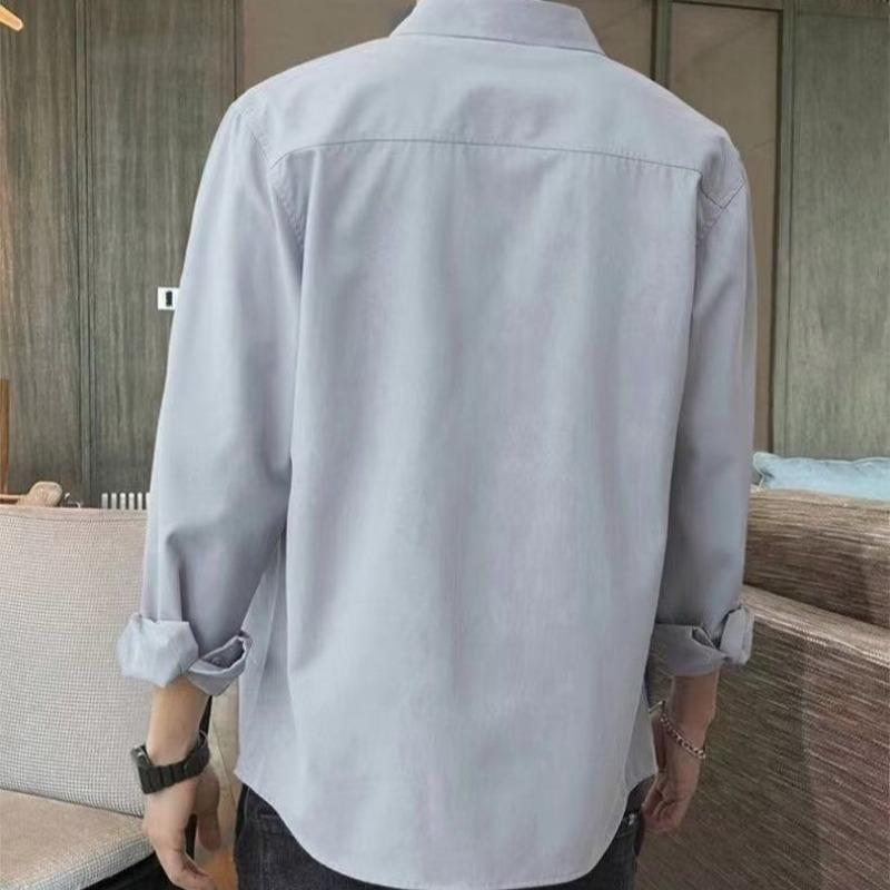 Рубашка мужская новая повседневная рубашка с длинным рукавом модная куртка XXXXL синий — фото 9