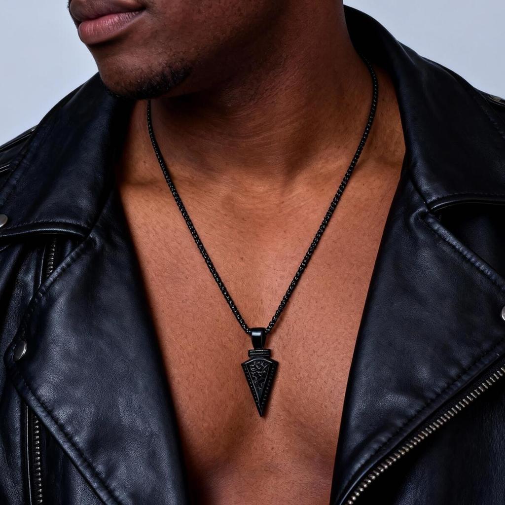 Vintage Viking Spearhead Necklace Stainless Steel Triangular Arrow Pendant Talisman Jewelry Gift for Men
