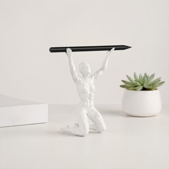 3D Printed Kneeling Pen Holder, Weightlifting Design Pen Organizer, Creative Pencil Holder for Desktop Decoration Office Home Accessories