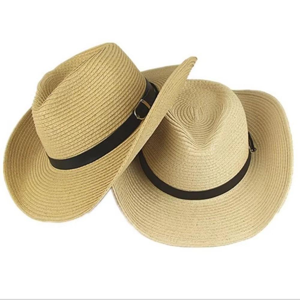 Wide Brim Western Cowboy Hat UV Protection Straw Cap Fashion Beach Cap Outdoor